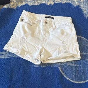KanCan Women's Light Denim Distressed Shorts